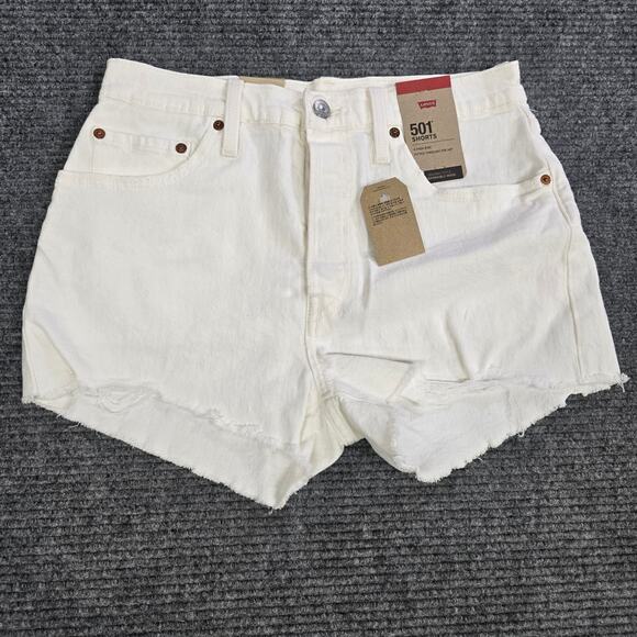 Levi's Pants - Levi's 501 Shorts Womens 28 White High Rise Cutoff Frayed Hem Denim NWT